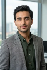 Portrait of a businessman in a grey jacket